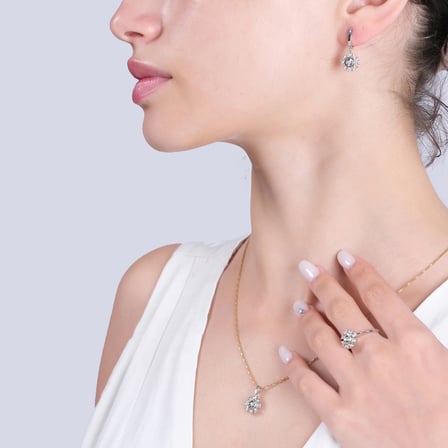 0.05 Karat Pırlanta Kolye, Doğal Pırlanta, Mücevher Sertifikalı, Sarı Altın