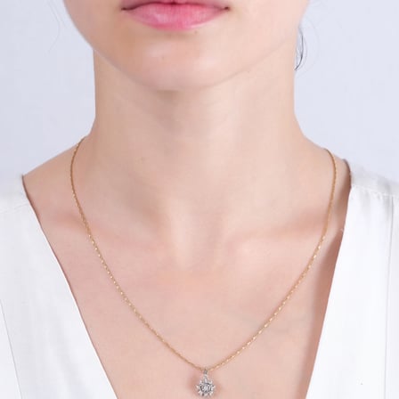 0.05 Karat Pırlanta Kolye, Doğal Pırlanta, Mücevher Sertifikalı, Rose Altın