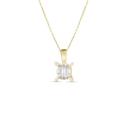 0.11 Karat Baget Pırlanta Kolye, Doğal Pırlanta, Mücevher Sertifikalı, Rose Altın