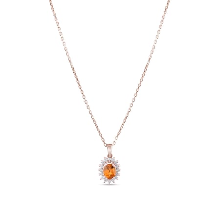 0.69 Karat Pırlanta Sarı Safir Kolye, Doğal Pırlanta, Mücevher Sertifikalı, Beyaz Altın