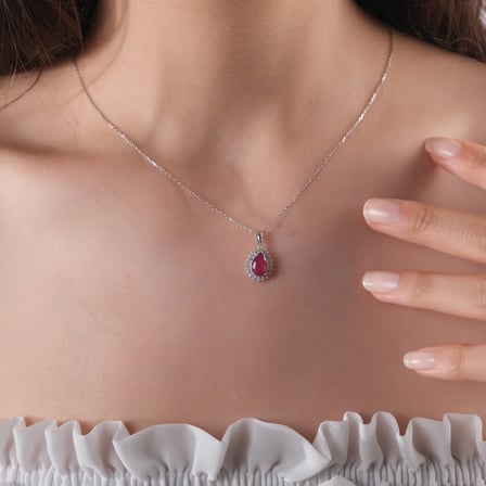 1.92 Karat Pırlanta Yakut Kolye, Doğal Pırlanta, Mücevher Sertifikalı, Beyaz Altın