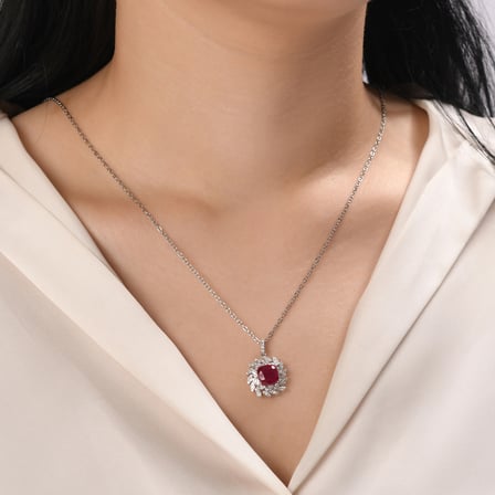 4.18 Karat Pırlanta Yakut Kolye, Doğal Pırlanta, Mücevher Sertifikalı, Rose Altın