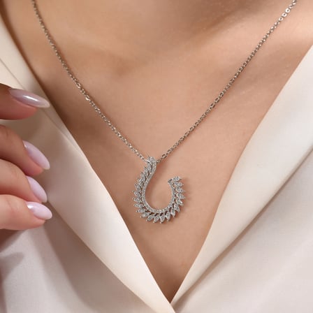 0.64 Karat Markiz Pırlanta Kolye, Doğal Pırlanta, Mücevher Sertifikalı, Rose Altın