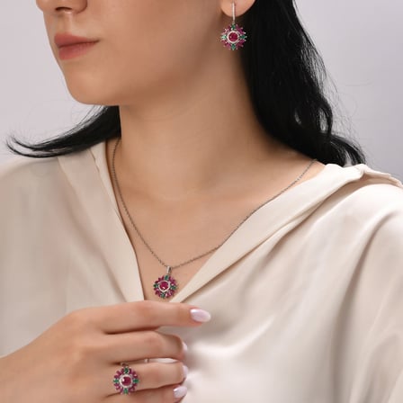6.55 Karat Pırlanta Yakut Kolye, Doğal Pırlanta, Mücevher Sertifikalı, Rose Altın