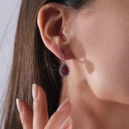 3.82 Karat Pırlanta Yakut Küpe, Doğal Pırlanta, Sertifikalı Mücevher, Rose Altın