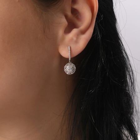 0.89 Karat Pırlanta Küpe, Doğal Pırlanta, Sertifikalı Mücevher, Beyaz Altın