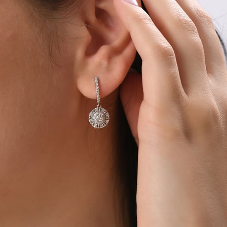 0.89 Karat Pırlanta Küpe, Doğal Pırlanta, Sertifikalı Mücevher, Beyaz Altın