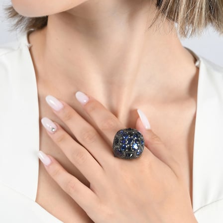 25.67 Karat Pırlanta Safir Yüzük, Doğal Pırlanta, Sertifikalı Mücevher, Sarı Altın