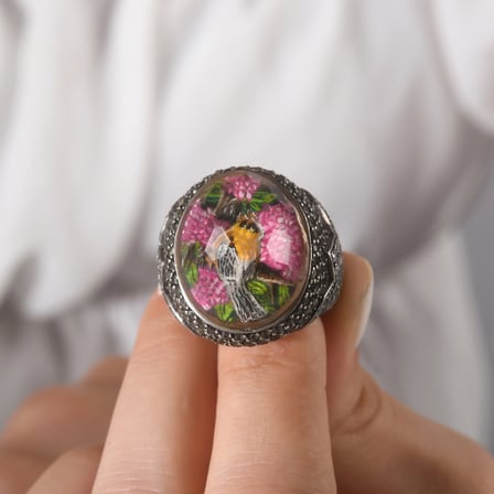 2.63 Karat Pırlanta Zümrüt Yüzük, Kuş Motifli, Doğal Pırlanta, Sertifikalı Mücevher, Beyaz Altın