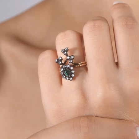 0.72 Karat Elmas Zümrüt Yüzük, Doğal Elmas, Sertifikalı Mücevher, Sarı Altın