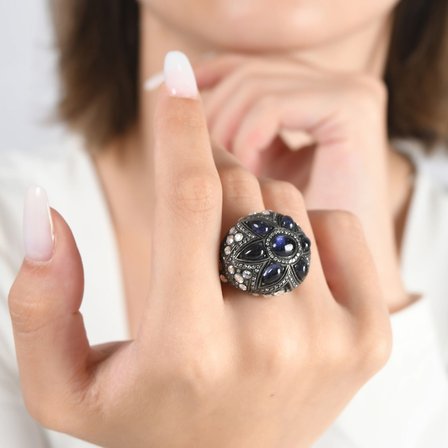 8.8 Karat Pırlanta Safir Yüzük, Doğal Pırlanta, Sertifikalı Mücevher, Altın