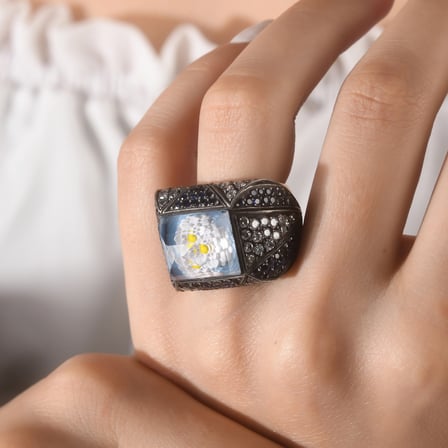 4.73 Karat Pırlanta Safir Yüzük, Çiçek Motifli, Doğal Pırlanta, Sertifikalı Mücevher, Rose Altın