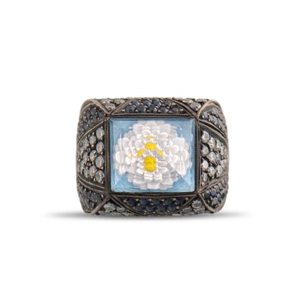4.73 Karat Pırlanta Safir Yüzük, Çiçek Motifli, Doğal Pırlanta, Sertifikalı Mücevher, Rose Altın