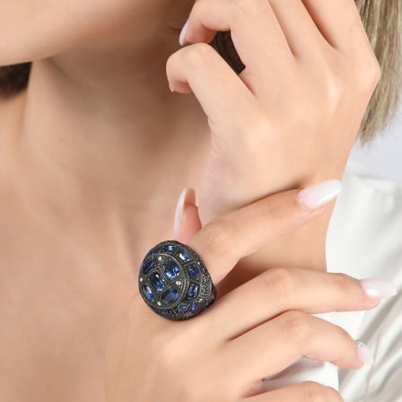7.10 Karat Pırlanta Safir Yüzük, Doğal Pırlanta, Sertifikalı Mücevher, Sarı Altın