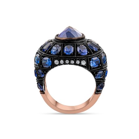 5.20 Karat Pırlanta Safir Yüzük, Doğal Pırlanta, Sertifikalı Mücevher, Rose Altın