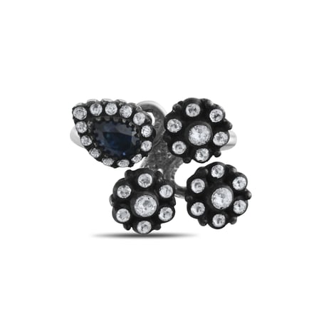 1.6 Karat Pırlanta Safir Yüzük, Doğal Pırlanta, Sertifikalı Mücevher, Beyaz Altın