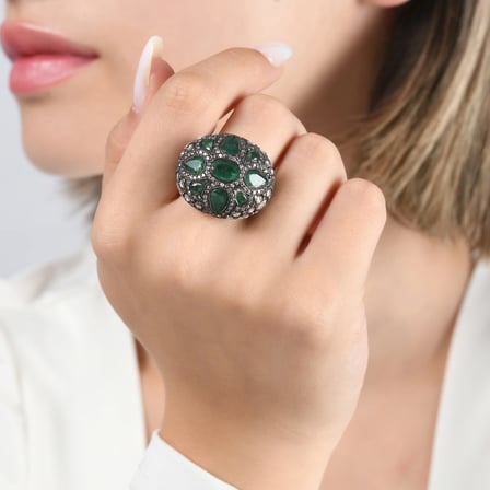 8.60 Karat Pırlanta Zümrüt Yüzük, Doğal Pırlanta, Sertifikalı Mücevher, Beyaz Altın