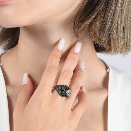 5.20 Karat Pırlanta Zümrüt Yüzük, Doğal Pırlanta, Sertifikalı Mücevher, Rose Altın