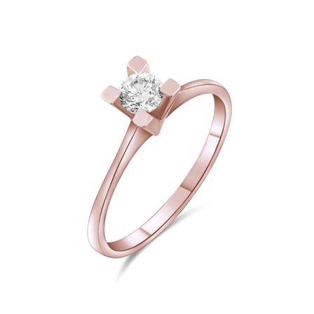 0.30 Karat Tektaş Pırlanta Yüzük, Doğal Pırlanta, Sertifikalı Mücevher, Rose Altın