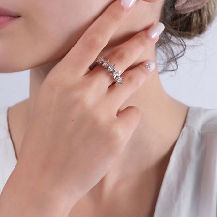 0.18 Karat Beştaş Pırlanta Yüzük, Doğal Pırlanta, Sertifikalı Mücevher, Beyaz Altın