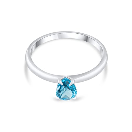 0.76 Karat Blue Topaz Yüzük, Doğal Taş, Sertifikalı Mücevher, Beyaz Altın