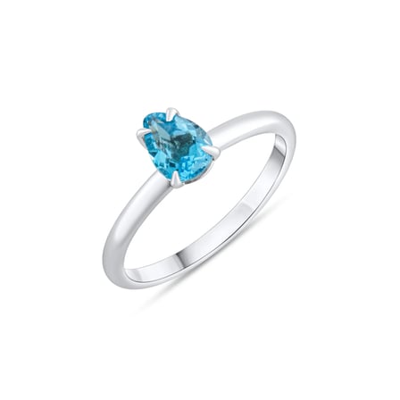0.76 Karat Blue Topaz Yüzük, Doğal Taş, Sertifikalı Mücevher, Beyaz Altın