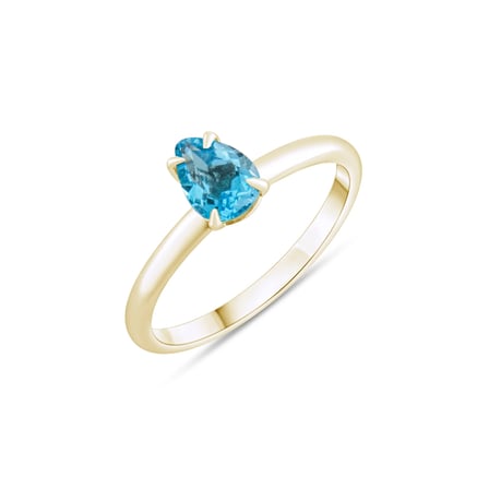 0.76 Karat Blue Topaz Yüzük, Doğal Taş, Sertifikalı Mücevher, Sarı Altın