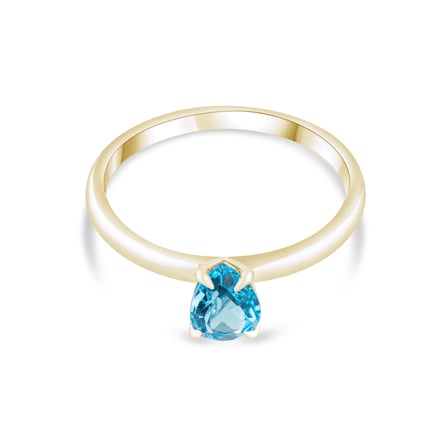 0.76 Karat Blue Topaz Yüzük, Doğal Taş, Sertifikalı Mücevher, Sarı Altın