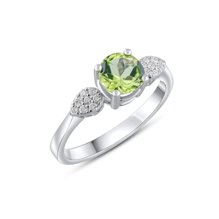 0.86 Karat Pırlanta Peridot Yüzük, Doğal Pırlanta, Sertifikalı Mücevher, Beyaz Altın