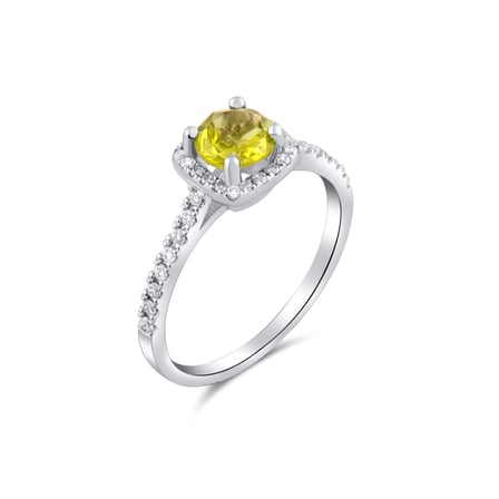 1.06 Karat Pırlanta Sarı Safir Yüzük, Doğal Pırlanta, Sertifikalı Mücevher, Beyaz Altın