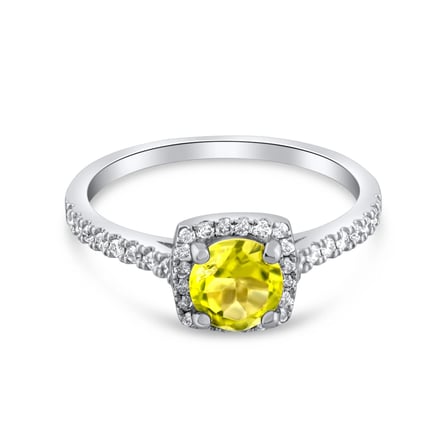 1.06 Karat Pırlanta Sarı Safir Yüzük, Doğal Pırlanta, Sertifikalı Mücevher, Beyaz Altın