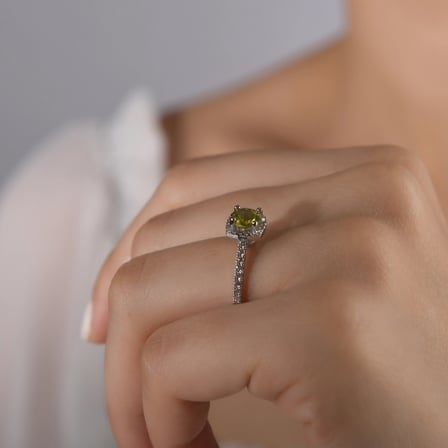 1.06 Karat Pırlanta Sarı Safir Yüzük, Doğal Pırlanta, Sertifikalı Mücevher, Sarı Altın