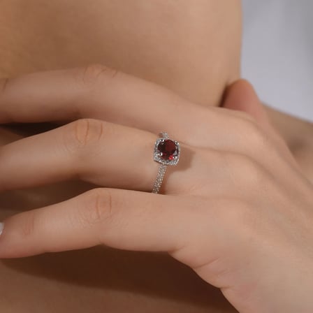 1.32 Karat Pırlanta Rhodolite Yüzük, Doğal Pırlanta, Sertifikalı Mücevher, Sarı Altın