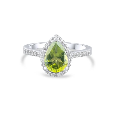 2.06 Karat Pırlanta Peridot Yüzük, Doğal Pırlanta, Sertifikalı Mücevher, Beyaz Altın