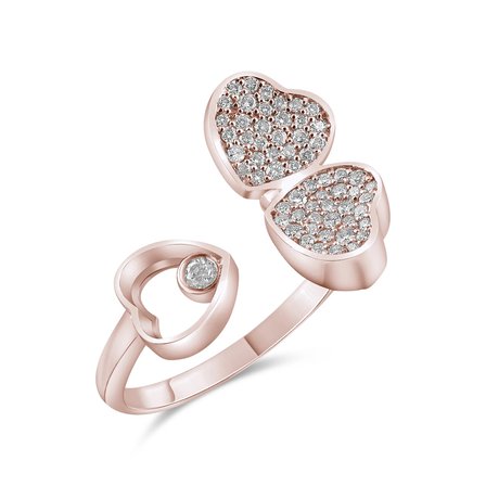 1.00 Karat Pırlanta Yüzük, Kalp Motifli, Doğal Pırlanta, Sertifikalı Mücevher, Rose Altın