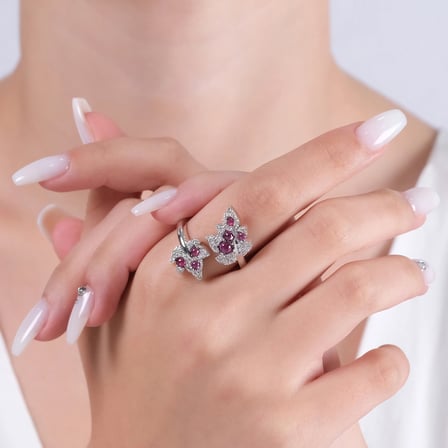 1.34 Karat Pırlanta Yakut Yüzük, Yaprak Figürlü, Doğal Pırlanta, Sertifikalı Mücevher, Sarı Altın