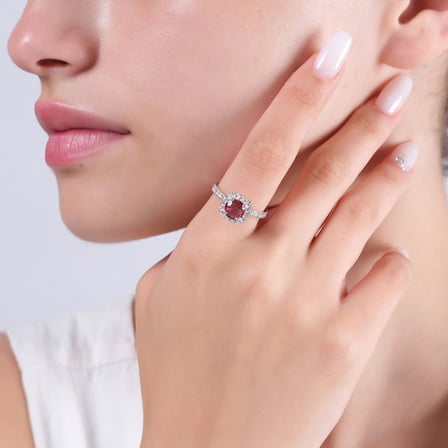 1.78 Karat Pırlanta Rhodolite Yüzük, Doğal Pırlanta, Sertifikalı Mücevher, Sarı Altın