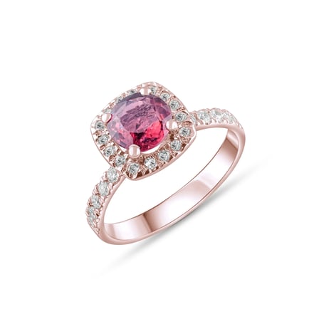 1.78 Karat Pırlanta Rhodolite Yüzük, Doğal Pırlanta, Sertifikalı Mücevher, Rose Altın