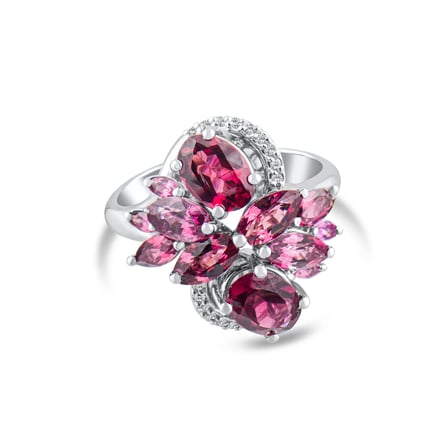 4.58 Karat Pırlanta Rhodolite Yüzük, Doğal Pırlanta, Sertifikalı Mücevher, Beyaz Altın