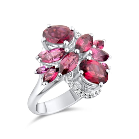 4.58 Karat Pırlanta Rhodolite Yüzük, Doğal Pırlanta, Sertifikalı Mücevher, Beyaz Altın
