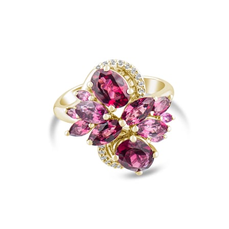 4.58 Karat Pırlanta Rhodolite Yüzük, Doğal Pırlanta, Sertifikalı Mücevher, Sarı Altın