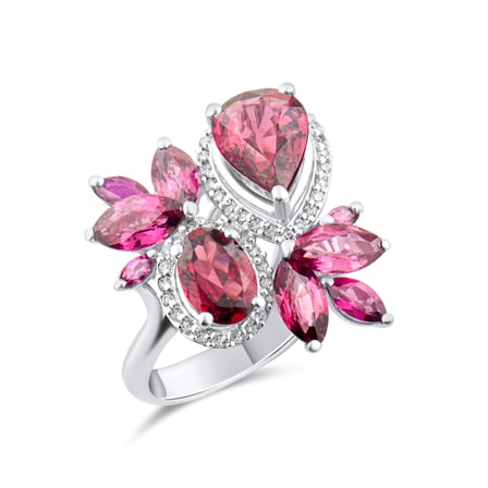 4.99 Karat Pırlanta Rhodolite Yüzük, Doğal Pırlanta, Sertifikalı Mücevher, Beyaz Altın
