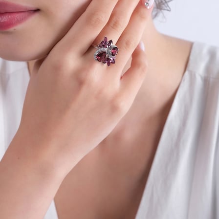 4.99 Karat Pırlanta Rhodolite Yüzük, Doğal Pırlanta, Sertifikalı Mücevher, Beyaz Altın
