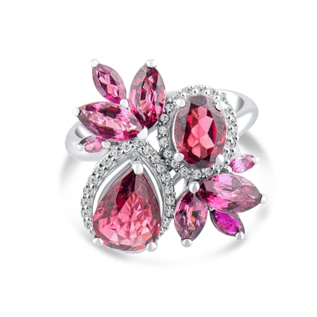 4.99 Karat Pırlanta Rhodolite Yüzük, Doğal Pırlanta, Sertifikalı Mücevher, Beyaz Altın