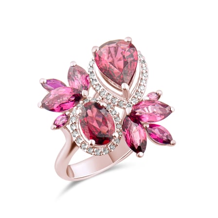 4.99 Karat Pırlanta Rhodolite Yüzük, Doğal Pırlanta, Sertifikalı Mücevher, Rose Altın