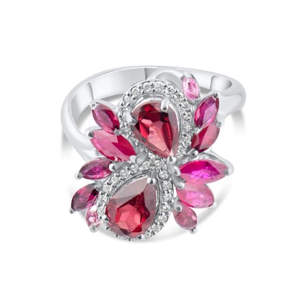 3.92 Karat Pırlanta Rhodolite Yüzük, Doğal Pırlanta, Sertifikalı Mücevher, Beyaz Altın