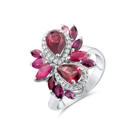 3.92 Karat Pırlanta Rhodolite Yüzük, Doğal Pırlanta, Sertifikalı Mücevher, Beyaz Altın