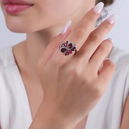3.92 Karat Pırlanta Rhodolite Yüzük, Doğal Pırlanta, Sertifikalı Mücevher, Rose Altın