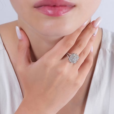 0.94 Karat Baget Pırlanta Yüzük, Doğal Pırlanta, Sertifikalı Mücevher, Rose Altın