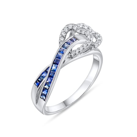 0.61 Karat Pırlanta Safir Yüzük, Doğal Pırlanta, Sertifikalı Mücevher, Beyaz Altın